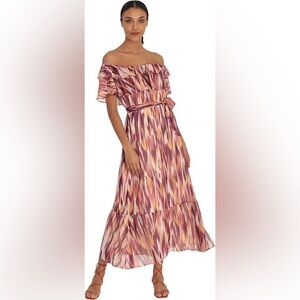 NWT Donna Morgan off shoulder tiered hem midi dress size 14